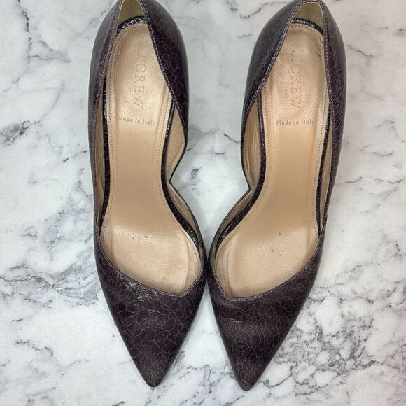 J. Crew Crackle Leather D'Orsay Pumps Heels 10.5 - Picture 3 of 6